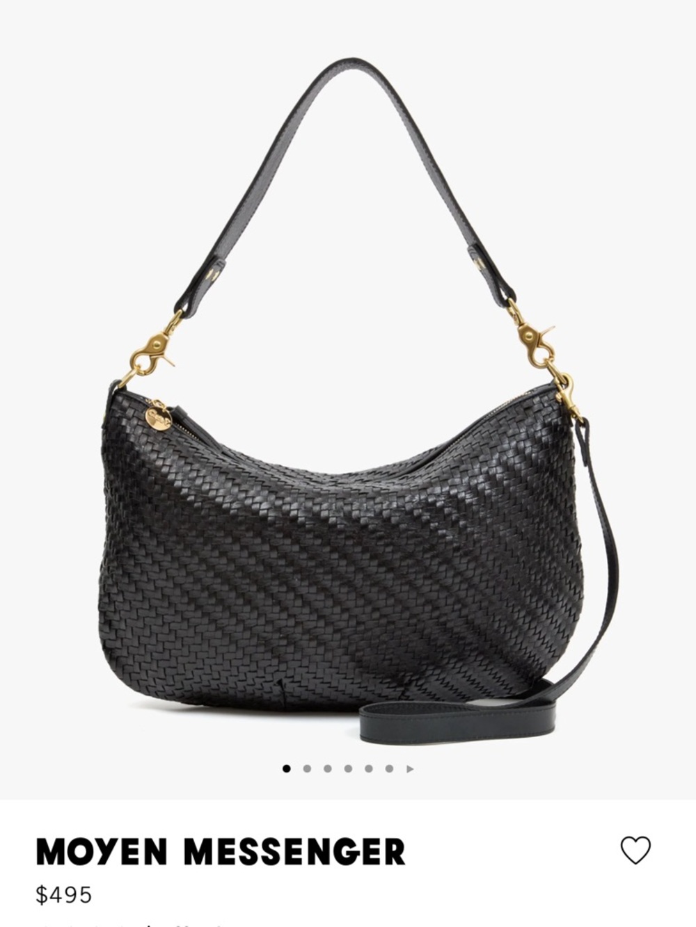 Clare V. Moyen Messenger - Black Woven Leather Shoulder Bag